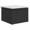 Kerti Kanapé Szett párnával 4 pcs Fekete és fehér Poli rattan