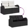 Kerti Kanapé Szett párnával 4 pcs Fekete és fehér Poli rattan