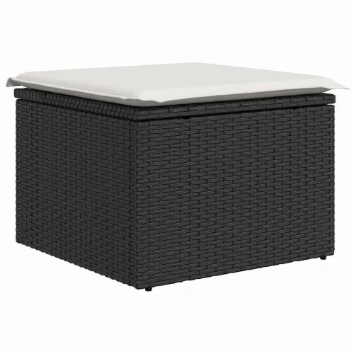 Kerti Kanapé Szett párnával 5 pcs Fekete és fehér Poli rattan