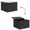 Kerti Kanapé Szett párnával 5 pcs Fekete és fehér Poli rattan