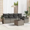 Kerti Kanapé Szett párnával 6 pcs Szürke Poli rattan