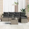 Kerti Kanapé Szett párnával 6 pcs Szürke Poli rattan
