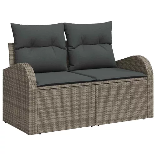 Kerti Kanapé Szett párnával 6 pcs Szürke Poli rattan