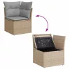 Kerti Kanapé Szett 7 pcs bézs és világosszürke Poli rattan