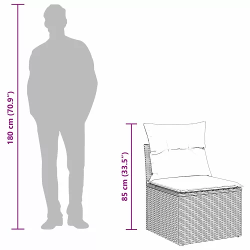 Kerti Kanapé Szett 7 pcs bézs és világosszürke Poli rattan