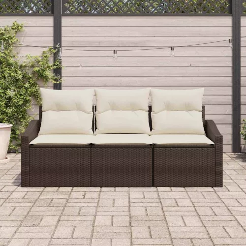Kerti Kanapé Szett párnával tárolóval 3 pcs Barna és Krém