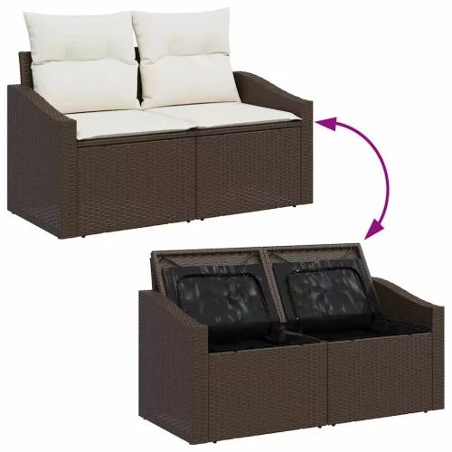 Kerti Kanapé Szett párnával tárolóval 3 pcs Barna és Krém