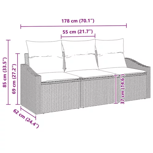 Kerti Kanapé Szett párnával tárolóval 3 pcs Barna és Krém