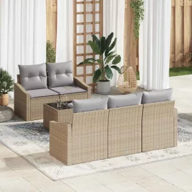 Kerti Kanapé Szett 6 pcs Barna és szürke 55 x 55 x 37 cm