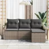 Kerti Kanapé Szett 4 pcs Szürke Poli rattan és porfestett acél