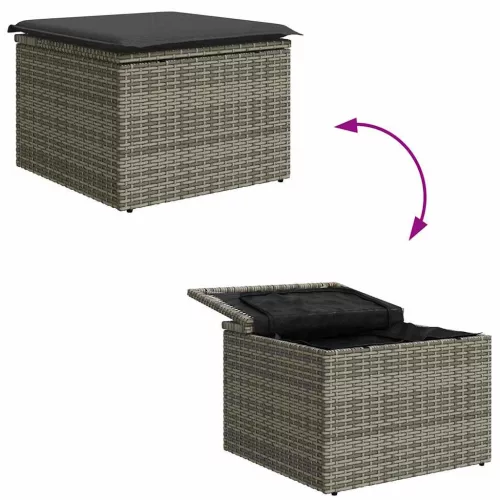 Kerti Kanapé Szett 4 pcs Szürke Poli rattan és porfestett acél