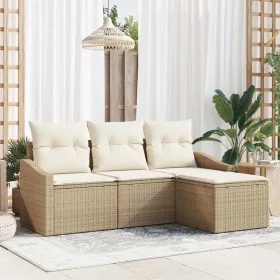   Kerti Kanapé Szett párnával tárolóval 4 pcs Beige és krém