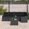 Kert étkező szett 6 pcs Fekete Poli rattan és porfestett acél