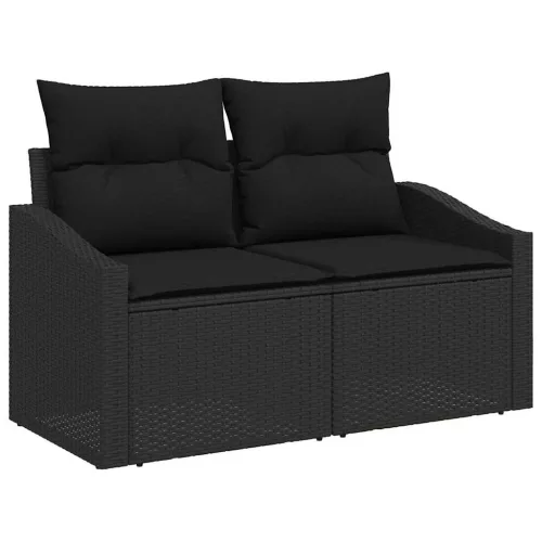 Kert étkező szett 6 pcs Fekete Poli rattan és porfestett acél