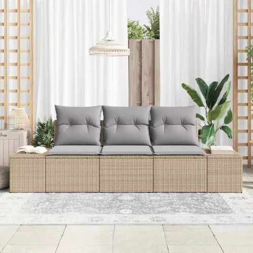 Kerti Kanapé Szett párnával 3 pcs Beige és Világosszürke