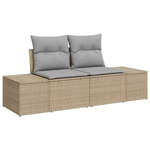 Kerti Kanapé Szett párnával 3 pcs Beige és Világosszürke