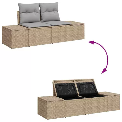 Kerti Kanapé Szett párnával 3 pcs Beige és Világosszürke
