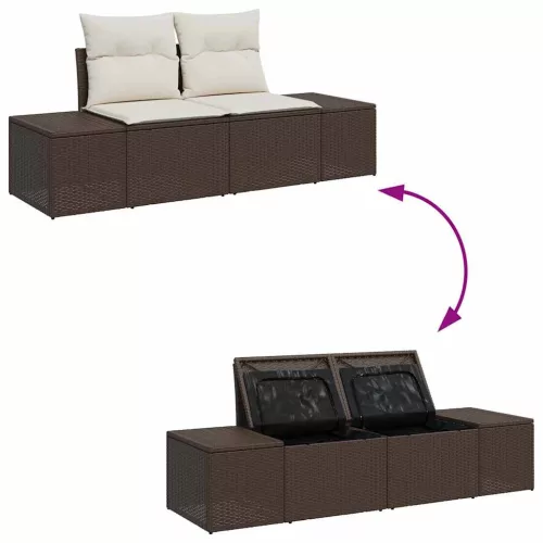 Kerti Kanapé Szett párnával tárolóval 4 pcs Barna és Krém