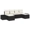 Kerti Kanapé Szett 6 pcs Fekete és krémszínű 184 x 62 x 85 cm