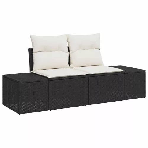 Kerti Kanapé Szett 6 pcs Fekete és krémszínű 184 x 62 x 85 cm