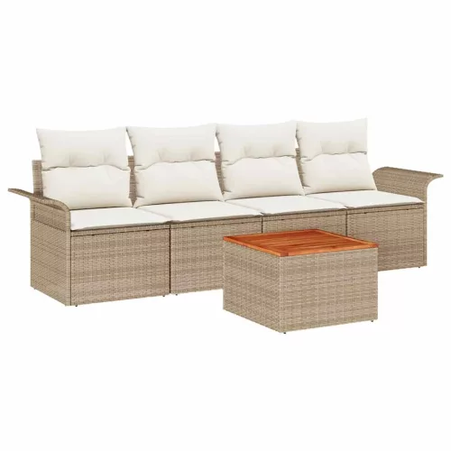 Kerti Kanapé Szett párnával 5 pcs Beige és krém 55 x 55 x 37 cm