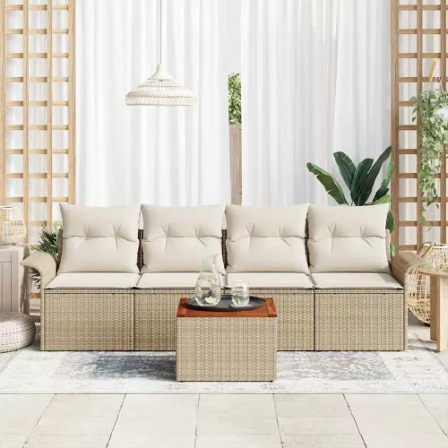 Kerti Kanapé Szett párnával 5 pcs Beige és krém 55 x 55 x 37 cm