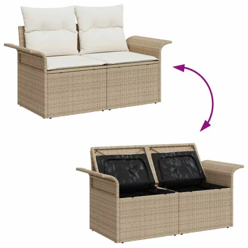 Kerti Kanapé Szett párnával 5 pcs Beige és krém 55 x 55 x 37 cm