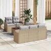 Kerti Kanapé Szett 6 pcs Beige és Világosszürke 55 x 55 x 37 cm