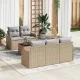 Kerti Kanapé Szett 6 pcs Beige és Világosszürke 55 x 55 x 37 cm