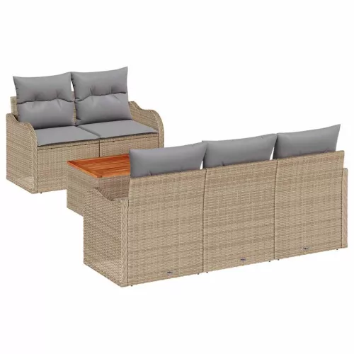 Kerti Kanapé Szett 6 pcs Beige és Világosszürke 55 x 55 x 37 cm