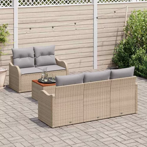 Kerti Kanapé Szett 6 pcs Beige és Világosszürke 55 x 55 x 37 cm