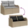 Kerti Kanapé Szett 6 pcs Beige és Világosszürke 55 x 55 x 37 cm
