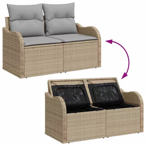 Kerti Kanapé Szett 6 pcs Beige és Világosszürke 55 x 55 x 37 cm