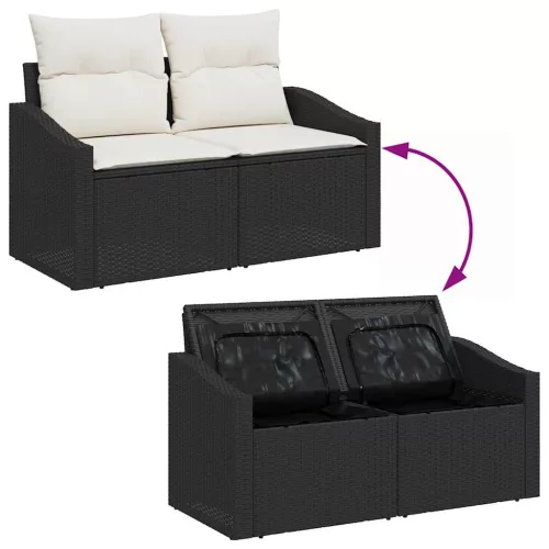 Kerti Kanapé Szett 6 pcs Fekete és fehér