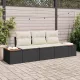 Kerti Kanapé Szett 3 pcs Fekete és krémszínű Poli rattan