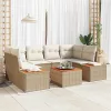 Kerti Kanapé Szett párnával tárolóval 6 pcs Bézs Poli rattan