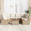 Kerti Kanapé Szett párnával tárolóval 6 pcs Bézs Poli rattan