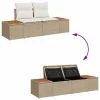 Kerti Kanapé Szett párnával tárolóval 6 pcs Bézs Poli rattan