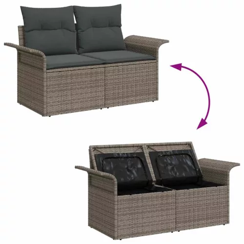 Kerti Kanapé Szett 11 pcs Szürke 100 x 55 x 73 cm Poli rattan