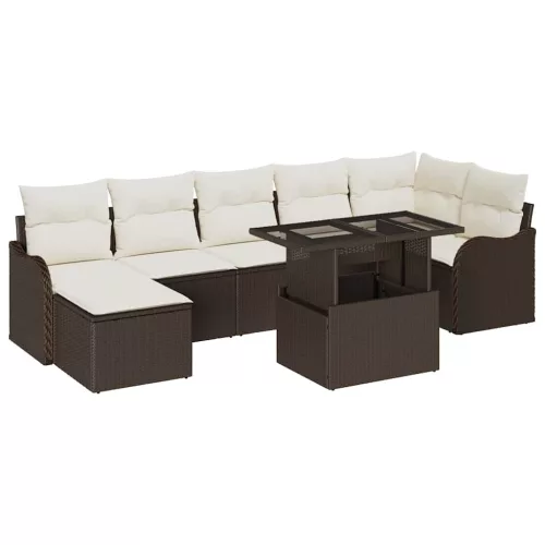 Kerti Kanapé Szett párnával tárolóval 8 pcs Barna Poli rattan