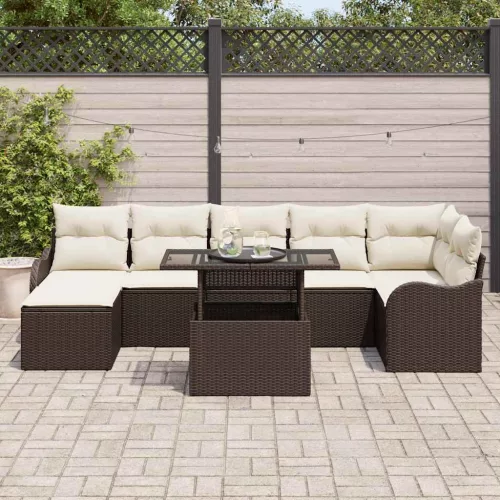 Kerti Kanapé Szett párnával tárolóval 8 pcs Barna Poli rattan