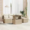 Kerti Kanapé Szett tárolóval 6 pcs Bézs Poli rattan