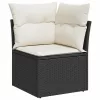 Kerti Kanapé Szett tárolóval 8 pcs Fekete Poli rattan