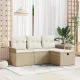 Kerti Kanapé Szett párnával 4 pcs bézs és krémszínű Poli rattan