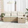 Kerti Kanapé Szett párnával 4 pcs bézs és krémszínű Poli rattan