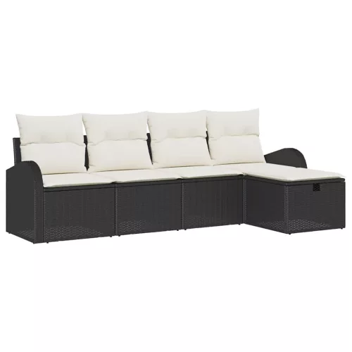 Kerti Kanapé Szett 5 pcs Fekete és krémszínű 234 x 117 x 85 cm