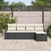 Kerti Kanapé Szett 5 pcs Fekete és krémszínű 234 x 117 x 85 cm
