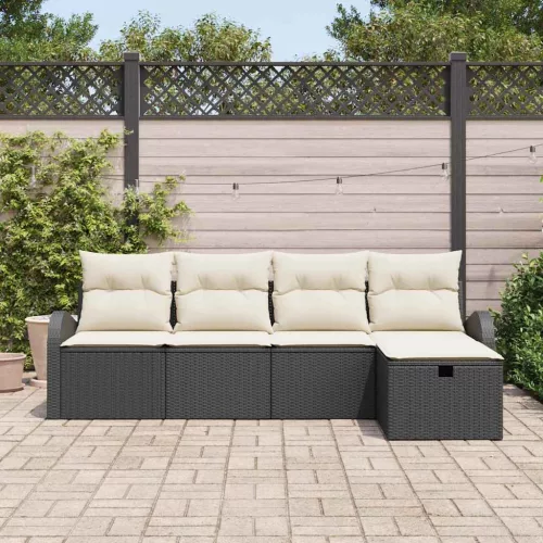 Kerti Kanapé Szett 5 pcs Fekete és krémszínű 234 x 117 x 85 cm