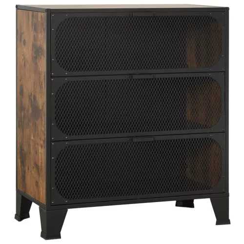 Rusztikus barna fém és MDF tárolószekrény 72 x 36 x 82 cm