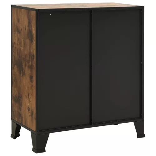 Rusztikus barna fém és MDF tárolószekrény 72 x 36 x 82 cm